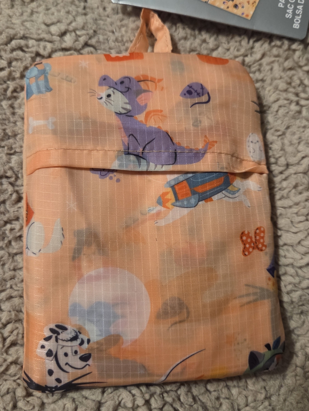 Disney Orange Kids Foldable Backpack with Purple Dino & Animal Print